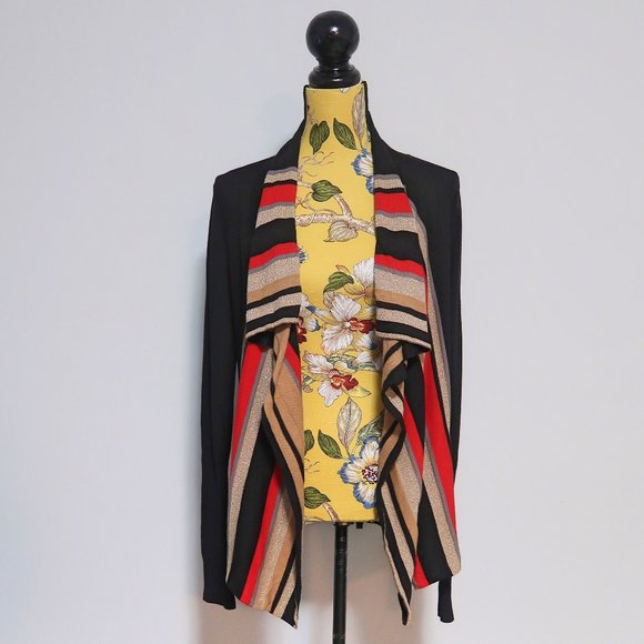 Ann Klein Striped Drape Open Front Cardigan S - Picture 2 of 9